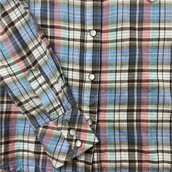Element Shirt Womens Small Pearl Snap Plaid Button Up Collared Top Ladies - Picture 6 of 8